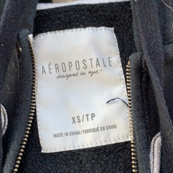 Aeropostale Black Sweatshirt, Black Front Zip Hoodie, Athleisure, Sportswear - Picture 9 of 9